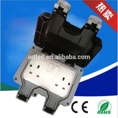 IP67 13A 2000W fuse switch UK plug weatherproof twin socket